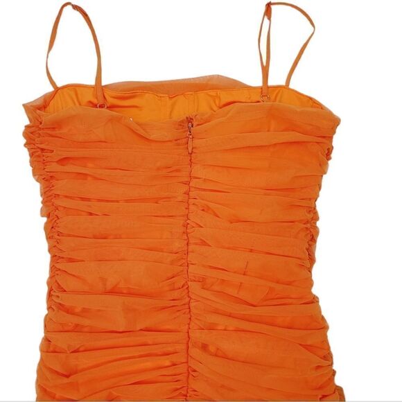 NEW Akira Tangerine Sheer Mesh Ruched Bodycon Mini Dress Size XL - Picture 7 of 13